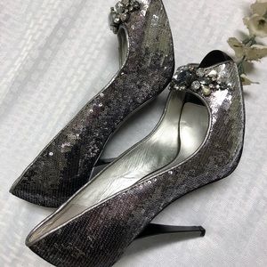 Nina New York Jeweled & Sequin Heels 8.5
